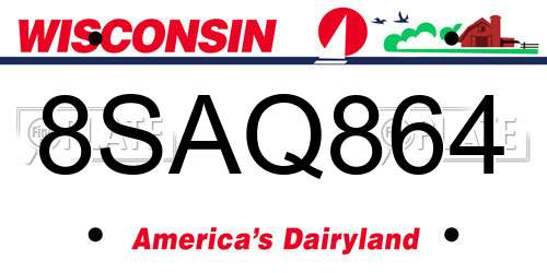 8SAQ864 Wisconsin License Plate