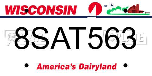 8SAT563 Wisconsin License Plate