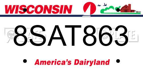 8SAT863 Wisconsin License Plate