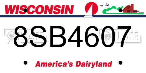 8SB4607 Wisconsin License Plate