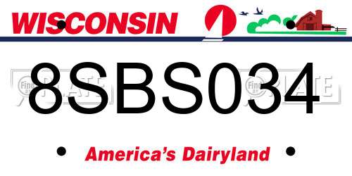 8SBS034 Wisconsin License Plate