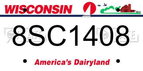8SC1408 Wisconsin License Plate