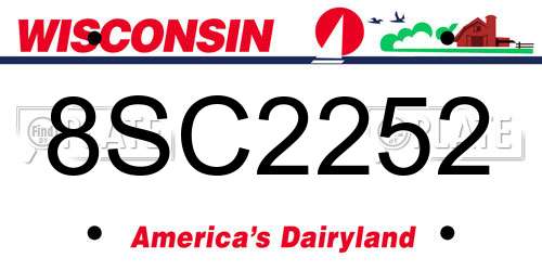 8SC2252 Wisconsin License Plate