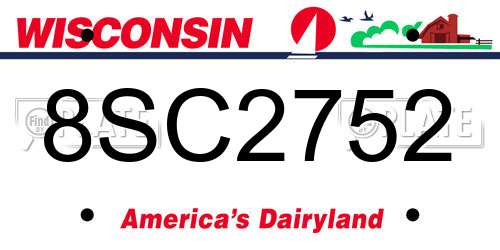 8SC2752 Wisconsin License Plate