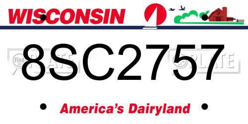 8SC2757 Wisconsin License Plate