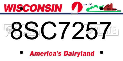 8SC7257 Wisconsin License Plate