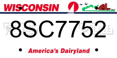 8SC7752 Wisconsin License Plate