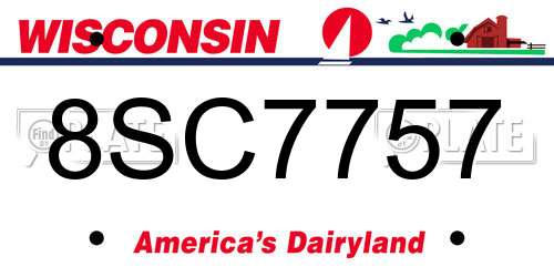 8SC7757 Wisconsin License Plate