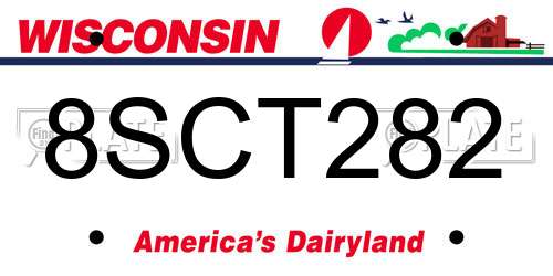 8SCT282 Wisconsin License Plate