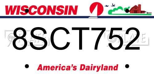 8SCT752 Wisconsin License Plate