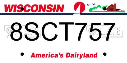 8SCT757 Wisconsin License Plate