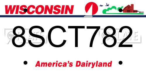 8SCT782 Wisconsin License Plate