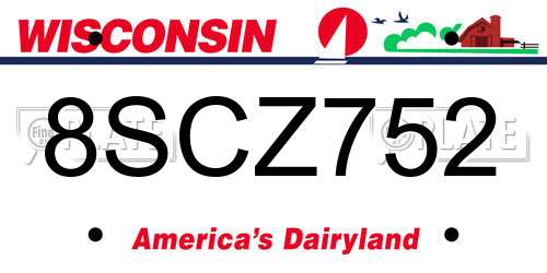 8SCZ752 Wisconsin License Plate