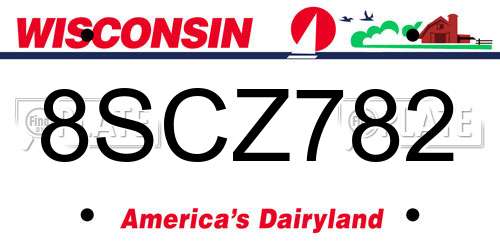 8SCZ782 Wisconsin License Plate