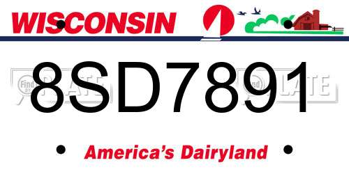 8SD7891 Wisconsin License Plate