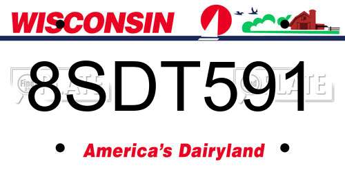 8SDT591 Wisconsin License Plate