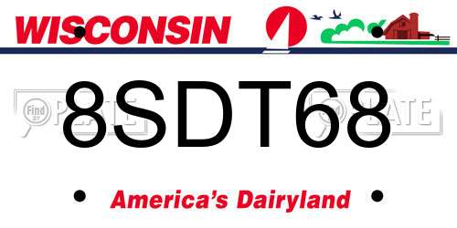 8SDT68 Wisconsin License Plate