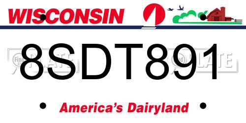 8SDT891 Wisconsin License Plate
