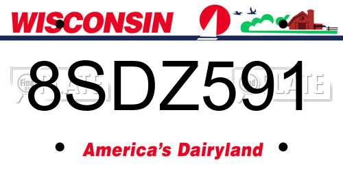 8SDZ591 Wisconsin License Plate