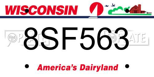8SF563 Wisconsin License Plate