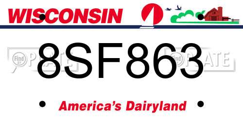 8SF863 Wisconsin License Plate