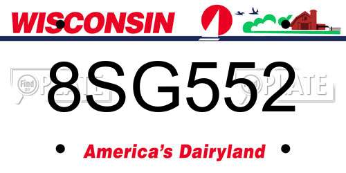 8SG552 Wisconsin License Plate