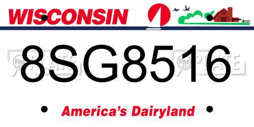 8SG8516 Wisconsin License Plate