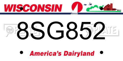 8SG852 Wisconsin License Plate