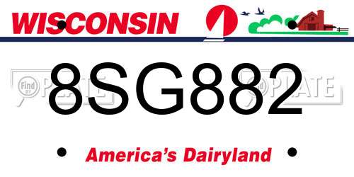 8SG882 Wisconsin License Plate