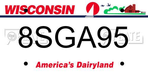 8SGA95 Wisconsin License Plate