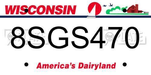 8SGS470 Wisconsin License Plate