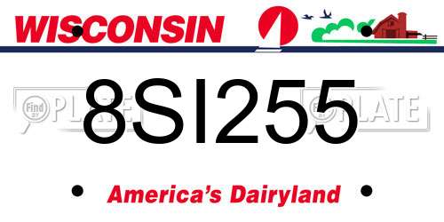8SI255 Wisconsin License Plate
