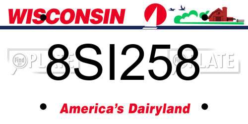 8SI258 Wisconsin License Plate