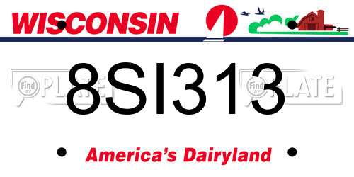 8SI313 Wisconsin License Plate