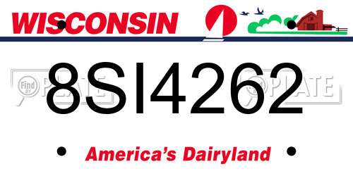 8SI4262 Wisconsin License Plate