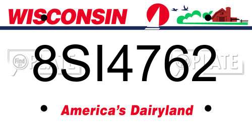 8SI4762 Wisconsin License Plate