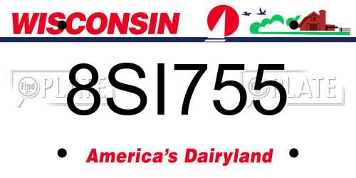 8SI755 Wisconsin License Plate