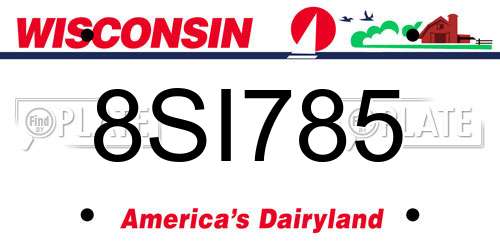 8SI785 Wisconsin License Plate
