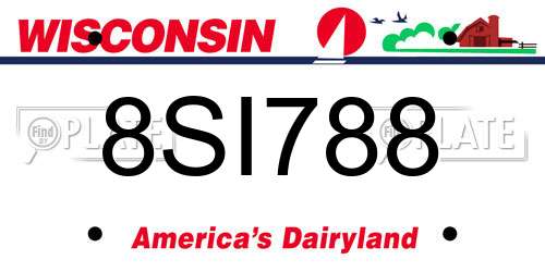 8SI788 Wisconsin License Plate