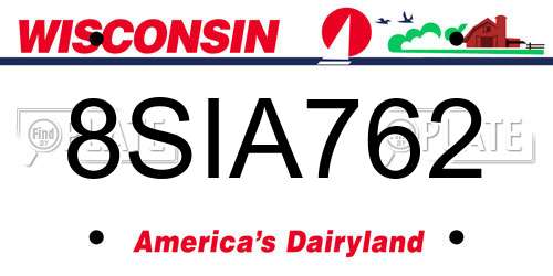 8SIA762 Wisconsin License Plate