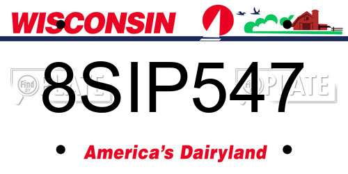 8SIP547 Wisconsin License Plate