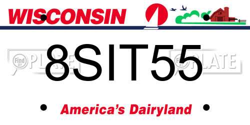 8SIT55 Wisconsin License Plate