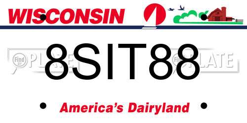 8SIT88 Wisconsin License Plate