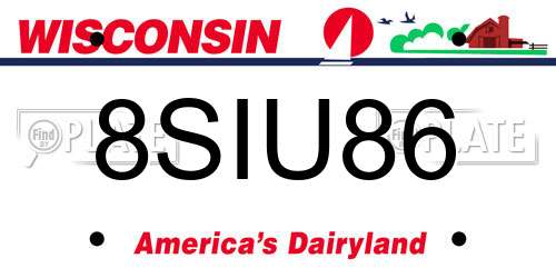 8SIU86 Wisconsin License Plate