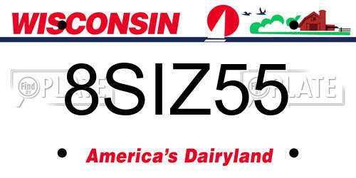 8SIZ55 Wisconsin License Plate