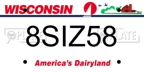 8SIZ58 Wisconsin License Plate