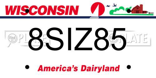 8SIZ85 Wisconsin License Plate
