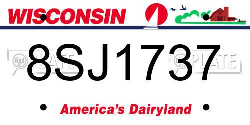 8SJ1737 Wisconsin License Plate