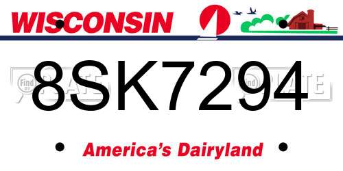 8SK7294 Wisconsin License Plate