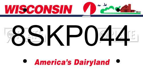 8SKP044 Wisconsin License Plate